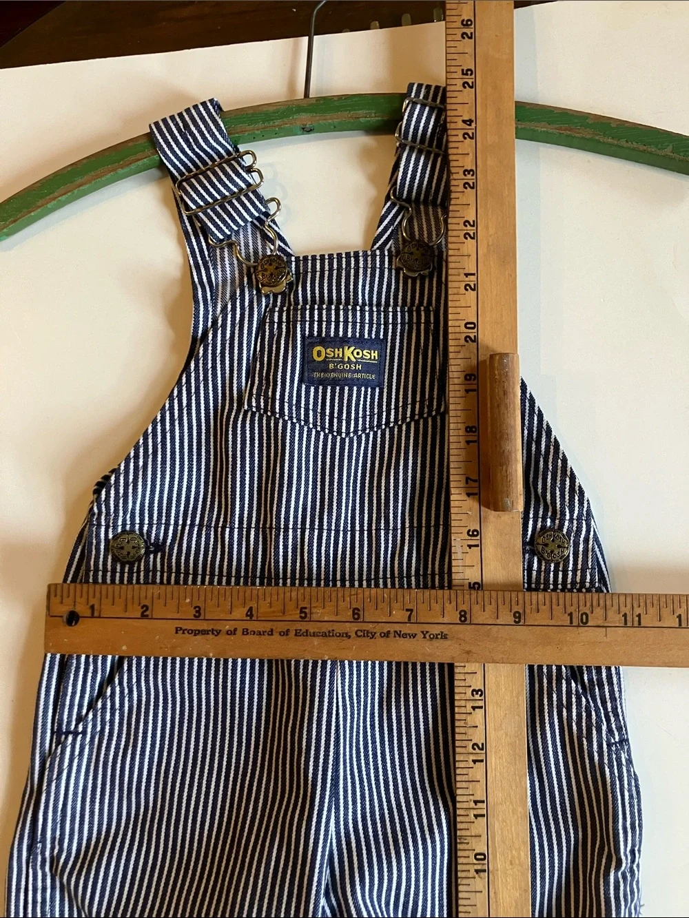 Vintage OshKosh hickory stripe overalls size 24 months USA union made